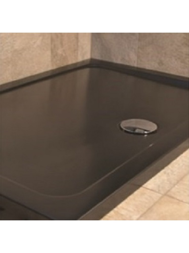 Diamond 35mm 900 x 760 Black Matt Rectangle Stone Shower Tray with
